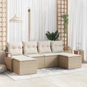 vidaXL Trädgårdsoffset 6 pcs Beige Poly rattan