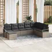 vidaXL Trädgårdsoffset 8 pcs Grå Poly rattan