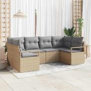 vidaXL Trädgårdsoffset 6 pcs Beige Poly rattan