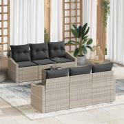 vidaXL Trädgårdsoffset med kudde 7 pcs Ljusgrå 55 x 55 x 37 cm