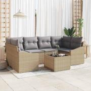 vidaXL Trädgårdsoffset med kudde 7 pcs Beige, ljusgrå 55 x 55 x 37 cm