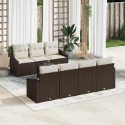 vidaXL Trädgårdsoffset 8 pcs Brun, krämfärgad 55 x 55 x 37 cm