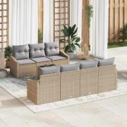 vidaXL Trädgårdsoffset med kudde 8 pcs Beige, ljusgrå 55 x 55 x 37 cm