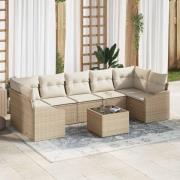 vidaXL Trädgårdsoffset med kudde 8 pcs Beige, Kräm 55 x 55 x 37 cm