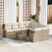 vidaXL Trädgårdsoffset 9 pcs Beige och gräddfärgad 55 x 55 x 37 cm