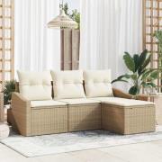 vidaXL Trädgårdsoffset 4 pcs Beige Poly rattan