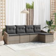 vidaXL Trädgårdsoffset 5 pcs Grå Poly rattan