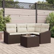 vidaXL Trädgårdsoffset 5 pcs Brun Poly rattan
