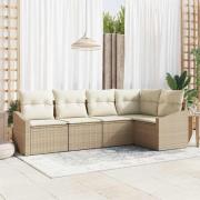 vidaXL Trädgårdsoffset 5 pcs Beige Poly rattan