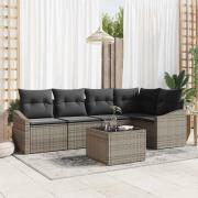 vidaXL Trädgårdsoffset 6 pcs Grå Poly rattan