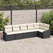 vidaXL Trädgårdsoffset 6 pcs Svart Poly rattan