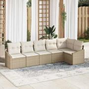 vidaXL Trädgårdsoffset 6 pcs Beige Poly rattan