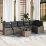 vidaXL Trädgårdsoffset 7 pcs Grå Poly rattan