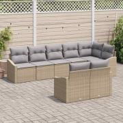 vidaXL Trädgårdsoffset 8 pcs Beige Poly rattan