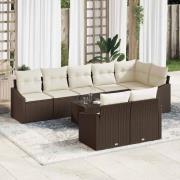 vidaXL Trädgårdsoffset 9 pcs Brun Poly rattan