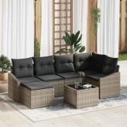 vidaXL Trädgårdsoffset 7 pcs Grå Poly rattan