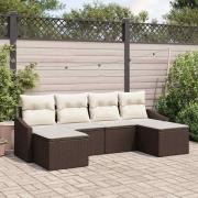 vidaXL Trädgårdsoffset 6 pcs Brun Poly rattan