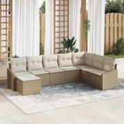 vidaXL Trädgårdsoffset 8 pcs Beige Poly rattan