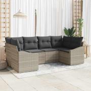 vidaXL Trädgårdsoffset 6 pcs Ljusgrå Poly rattan