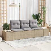 vidaXL Trädgårdsoffset 3 pcs Beige Poly rattan