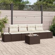 vidaXL Soffset med kudde med kudde 5 pcs Brun och Kräm konstrotting