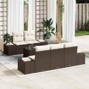 vidaXL Trädgårdsoffset 6 pcs Brun Poly rattan
