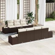 vidaXL Trädgårdsoffset 8 pcs Brun Poly rattan