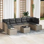 vidaXL Trädgårdsoffset 8 pcs Ljusgrå Poly rattan