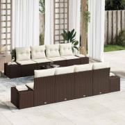 vidaXL Trädgårdsoffset 7 pcs Brun och gräddvit 55 x 55 x 37 cm