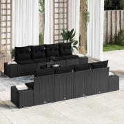 vidaXL Trädgårdsoffset med kudde 7 pcs Svart 294 x 62 x 69 cm