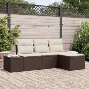 vidaXL Trädgårdsoffset 4 pcs Brun Poly rattan