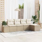 vidaXL Trädgårdsoffset 5 pcs Beige Poly rattan