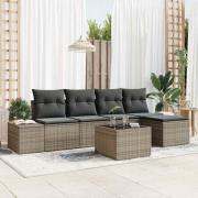 vidaXL Trädgårdsoffset 6 pcs Grå Poly rattan