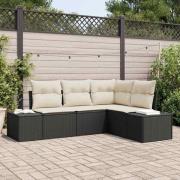 vidaXL Trädgårdsoffset 4 pcs Svart Poly rattan