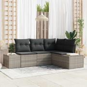 vidaXL Trädgårdsoffset 4 pcs Ljusgrå Poly rattan