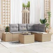 vidaXL Trädgårdsoffset 5 pcs Beige Poly rattan