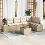 vidaXL Trädgårdsoffset 6 pcs Beige Poly rattan