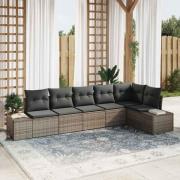 vidaXL Trädgårdsoffset med kudde 6 pcs Grå Poly rattan