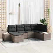 vidaXL Trädgårdsoffset med kudde 6 pcs Grå Poly rattan