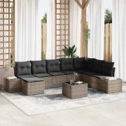 vidaXL Trädgårdsoffset med kudde 9 pcs 319 x 209 x 85 cm Poly rattan