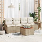 vidaXL Trädgårdsoffset 5 pcs Beige Poly rattan
