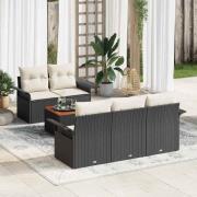 vidaXL Trädgårdsoffset 6 pcs Svart Poly rattan