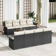 vidaXL Trädgårdsoffset 9 pcs Svart Poly rattan