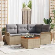 vidaXL Trädgårdsoffset 5 pcs Beige Poly rattan