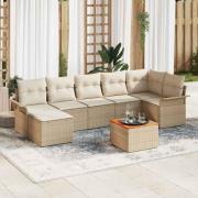 vidaXL Trädgårdsoffset 8 pcs Beige Poly rattan
