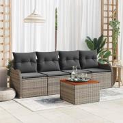 vidaXL Trädgårdsoffset 5 pcs Grå Poly rattan