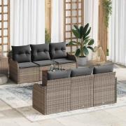 vidaXL Trädgårdsoffset 7 pcs Grå Poly rattan