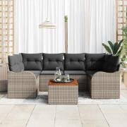 vidaXL Trädgårdsoffset 7 pcs Grå Poly rattan