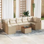 vidaXL Trädgårdsoffset 8 pcs Beige Poly rattan