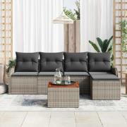 vidaXL Trädgårdsoffset 6 pcs Grå Poly rattan